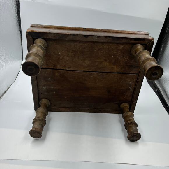 Vintage Primitive MCM Leather Craftsman Style Foot Stool Seat DISTRESSED - Picture 8 of 15